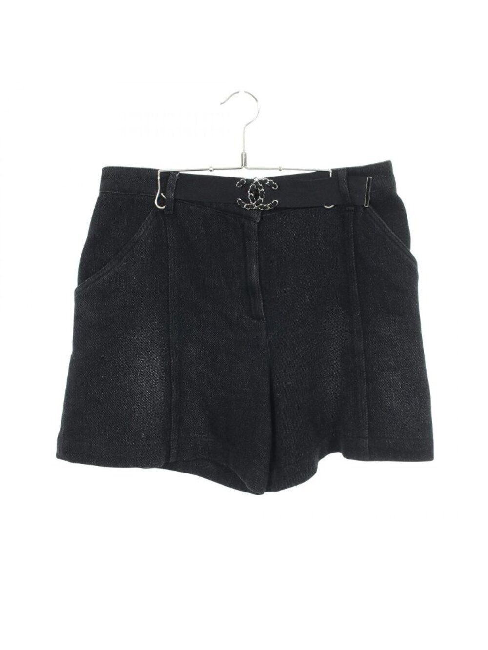 Chanel Denim CC Logo Belted Shorts Cotton